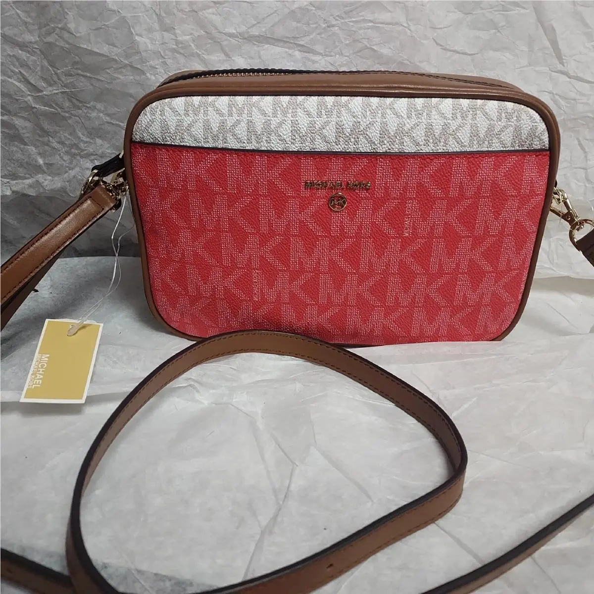 Michael Kors Jet Set Logo Medium Camera MK Dahlia Multi Crossbody Bag