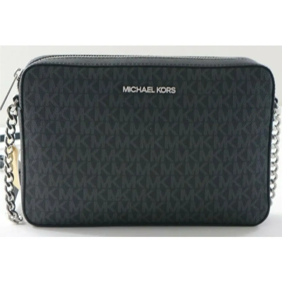 Michael Kors Jet Set Item Large EW Crossbody Pvc Leather Bag Black