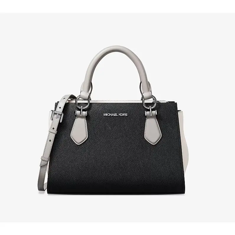 Marilyn Small Leather Messenger Satchel Bag Black Multi Colorblock by Michael Kors
