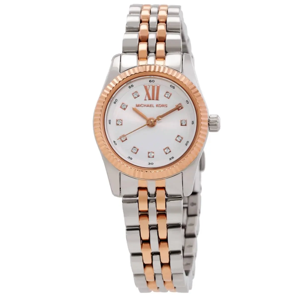 Michael Kors Lexington Quartz Ladies Watch and Bracelet Gift Set MK4817SET - White, Dial: White, Band: Two-tone (Silver-tone and Rose Gold-tone)