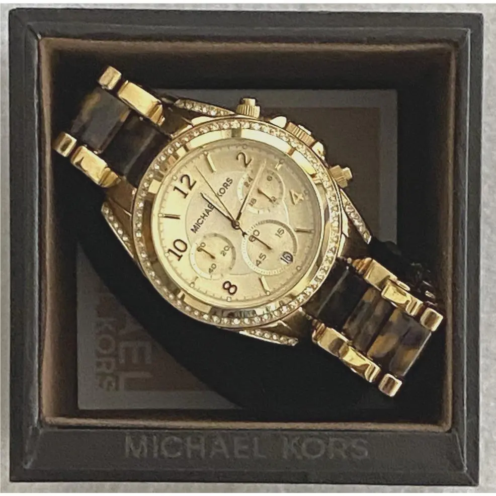 Michael Kors Blair Gold Tortoise Chronograph Watch MK6094
