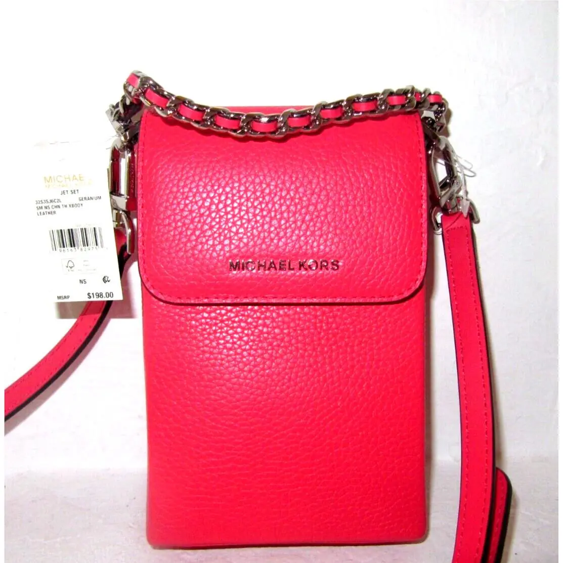 Michael Kors Jet Set Small North South Chain Top Handle Crossbody Bag Geranium