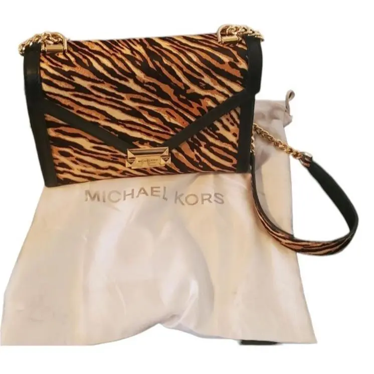 Michael Kors Whitney Medium Logo Shoulder Bag Brown Calf Hair