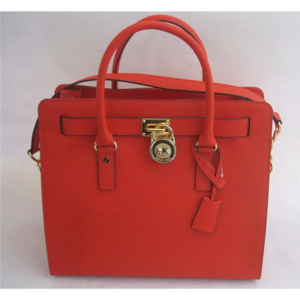 Michael Kors Hamilton Leather Mandarin Orange Large Tote Purse Bag