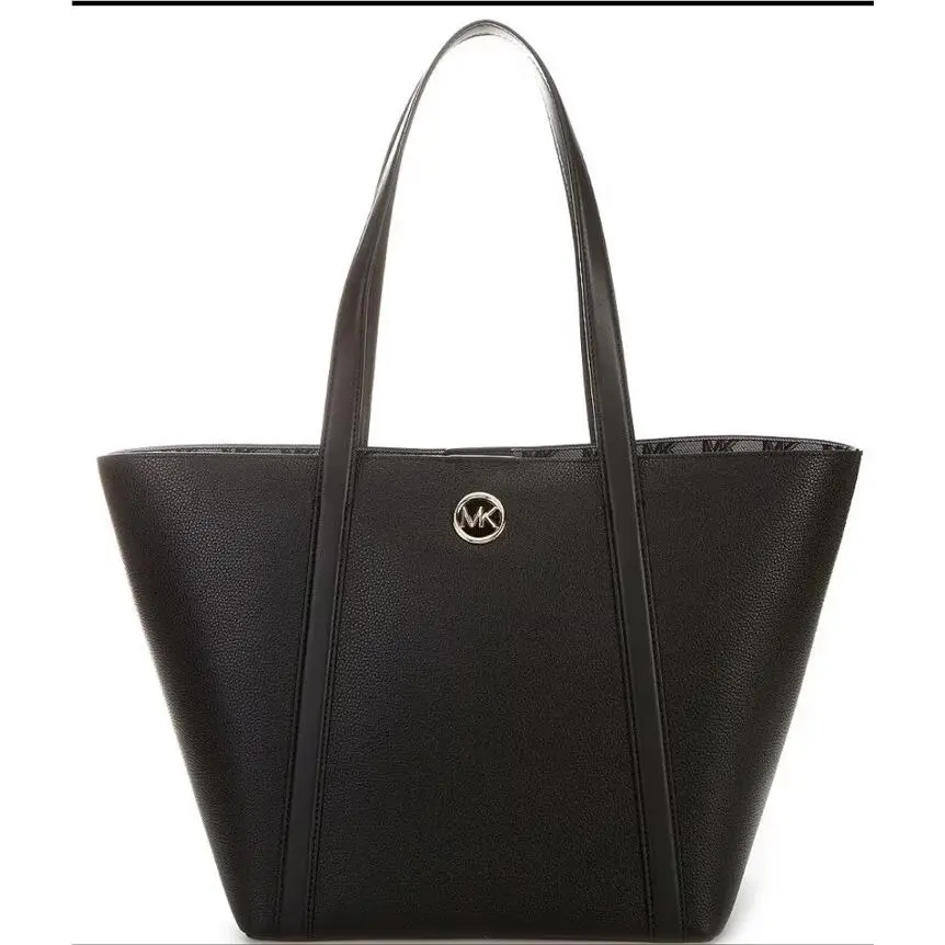 Hadleigh Large Leather Double Handle Tote Bag Color Black/gold by Michael Kors
