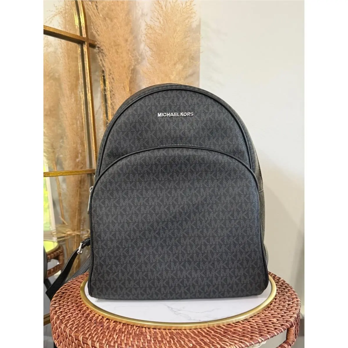 Michael Kors Abbey Black/black Large Silver-tone Hardware Backpack