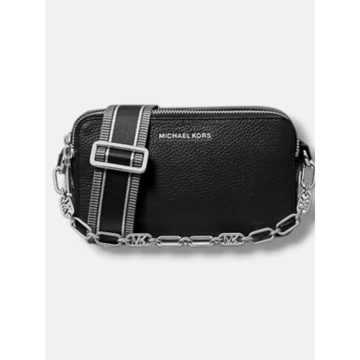 Michael Kors Jet Set Small Double Zip Chain Crossbody Bag IN Black Classic