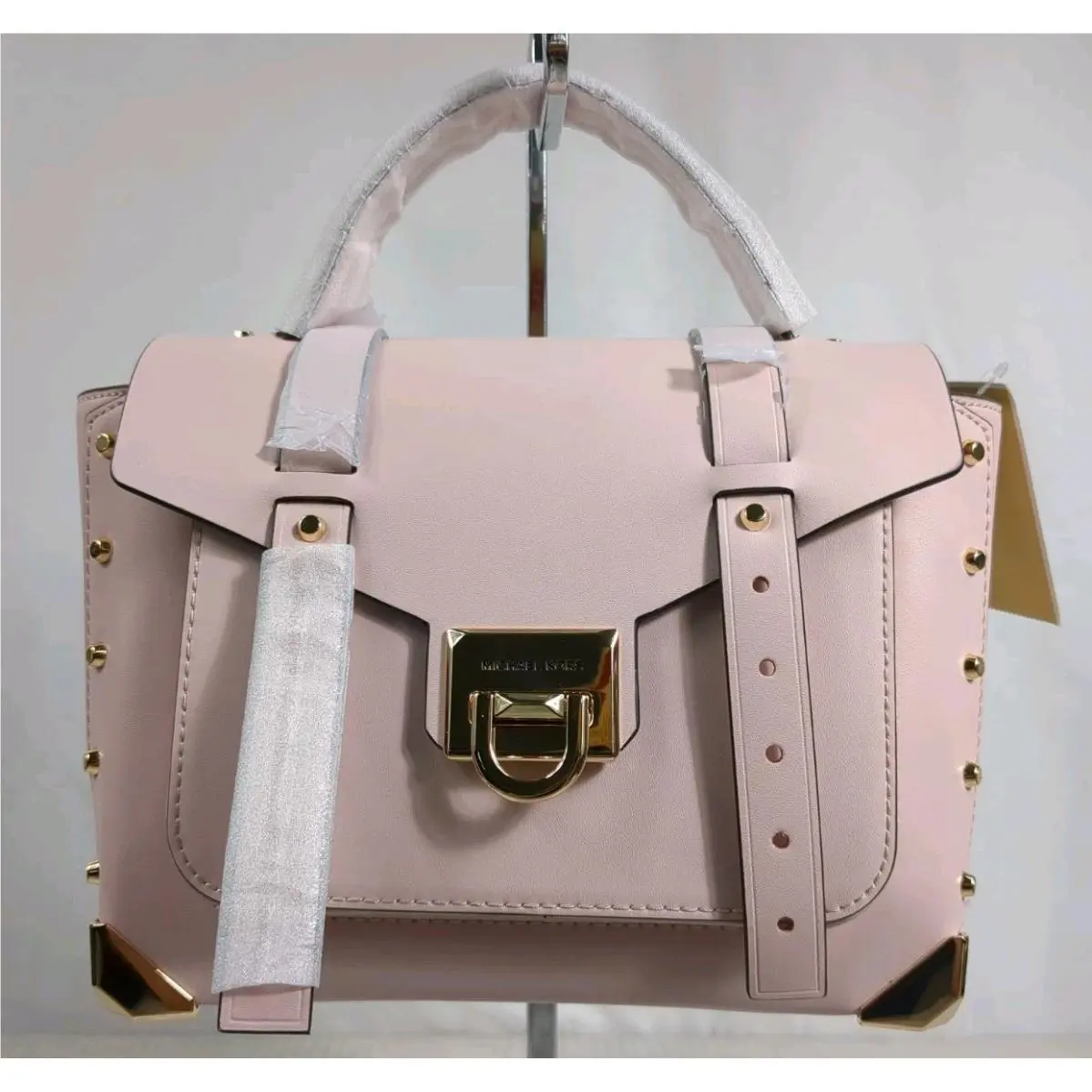 Michael Kors Manhattan Powder Blush Pink Leather Convertible Crossbody Satchel