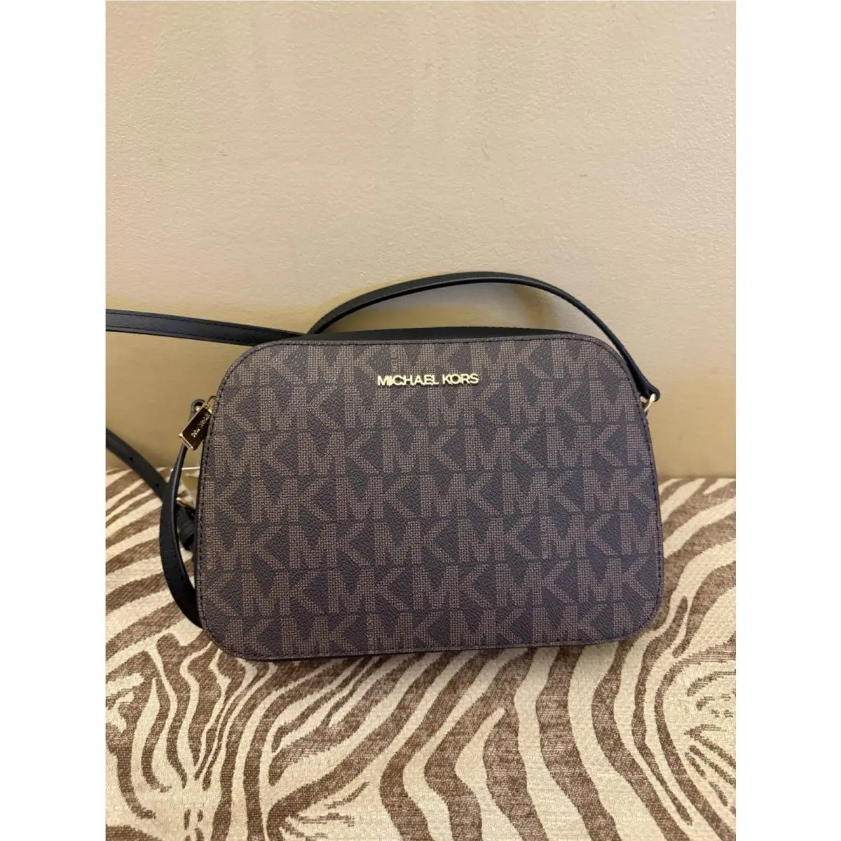 Michael Kors Houston Large Brown/black Crossbody Bag MK Logo