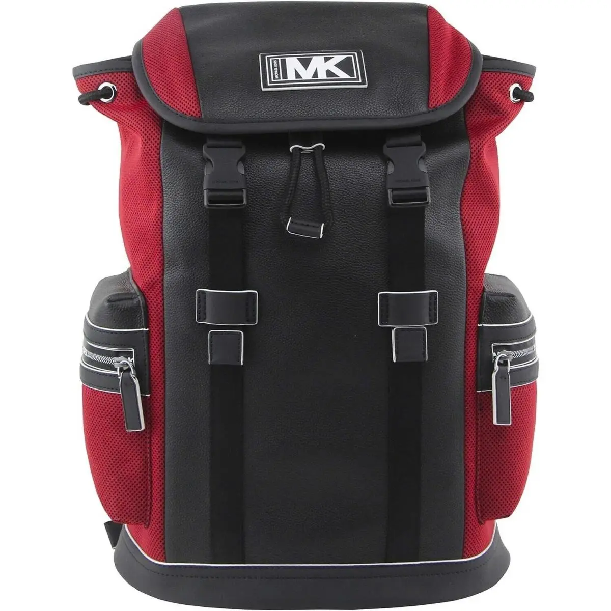 Michael Kors Men`s Cooper Leather and Mesh Pocket Backpack In Race Red/black - Red