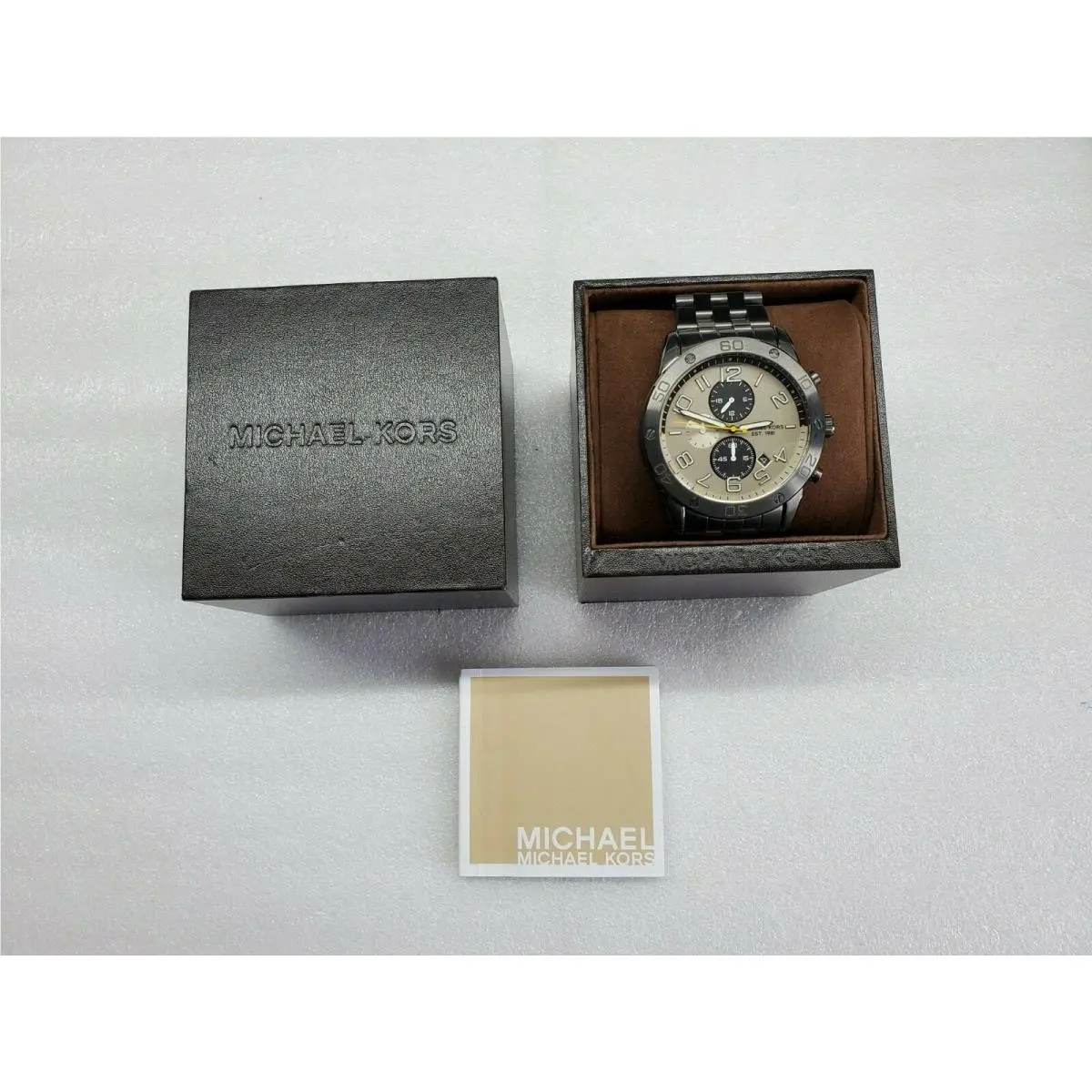 Michael Kors Mercer Chronograph Date Gunmetal St.steel Men`s Watch MK8349