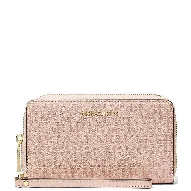 Michael Kors Ballet Pink Jet Set LG Flat MF Phone Case Wallet Wristlet