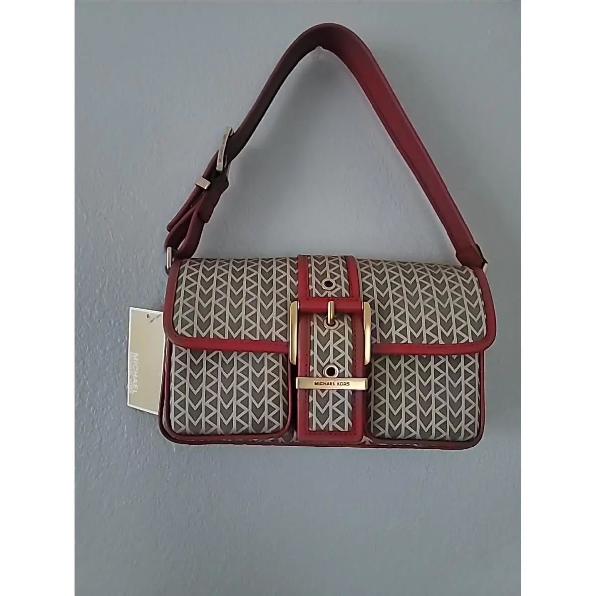 Michael Kors Colby Medium Logo Shoulder Bag In Crimson Red