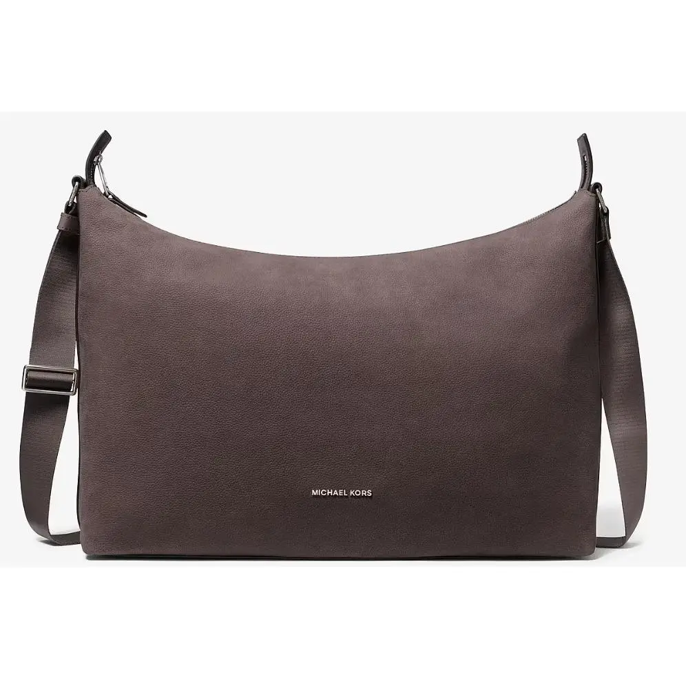 Michael Kors Large Chocolate Suede Leather Shoulder Hudson Soft Hobo Purse Bag