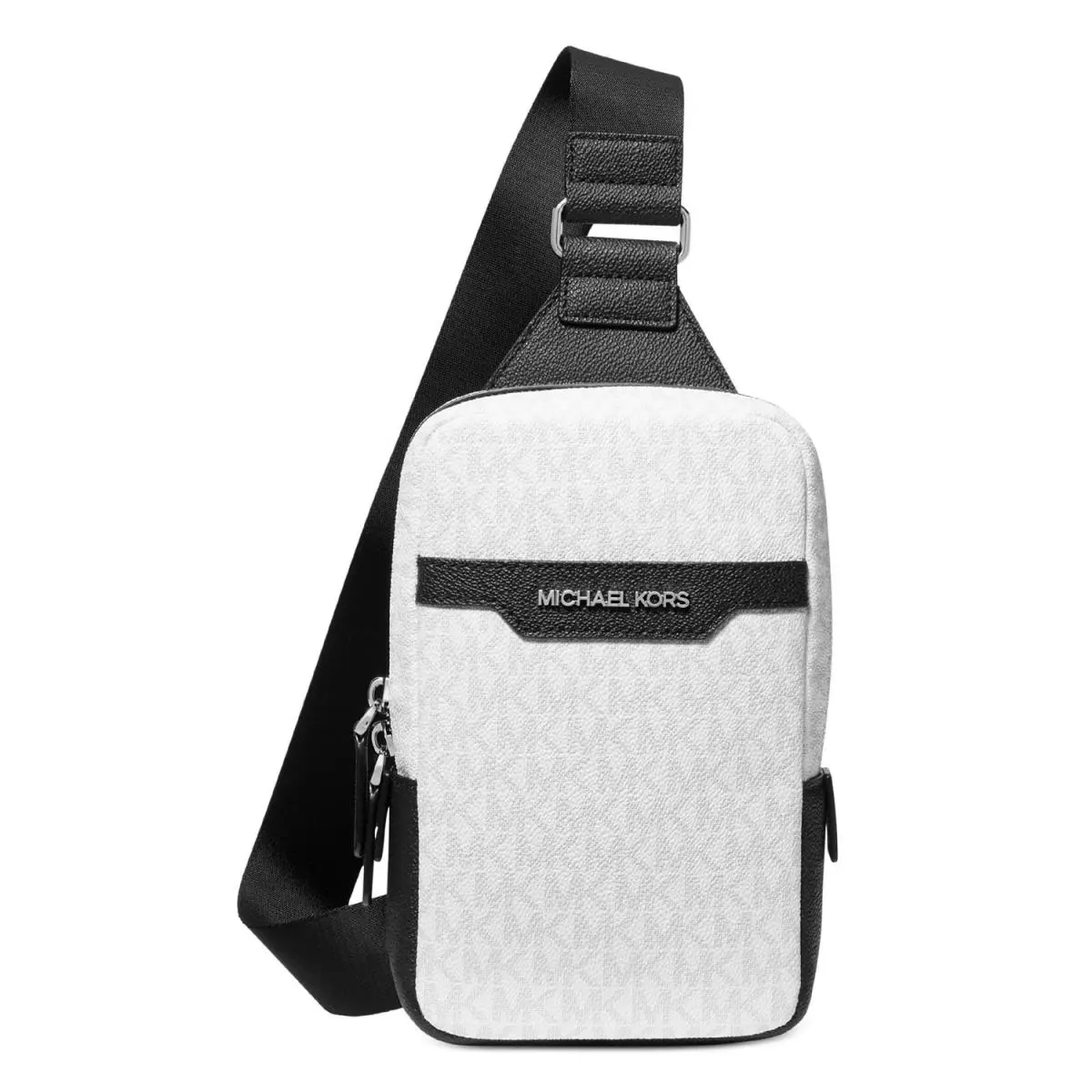 Michael Kors Mens Malone Leather Logo-print Sling Pack White/black