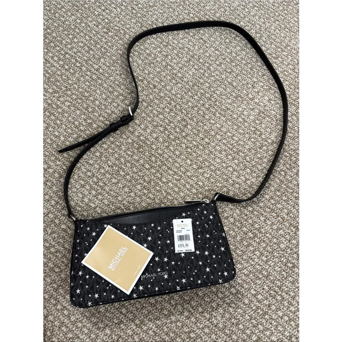 Michael Kors Arden Medium Star Printed Logo Crossbody Bag Black