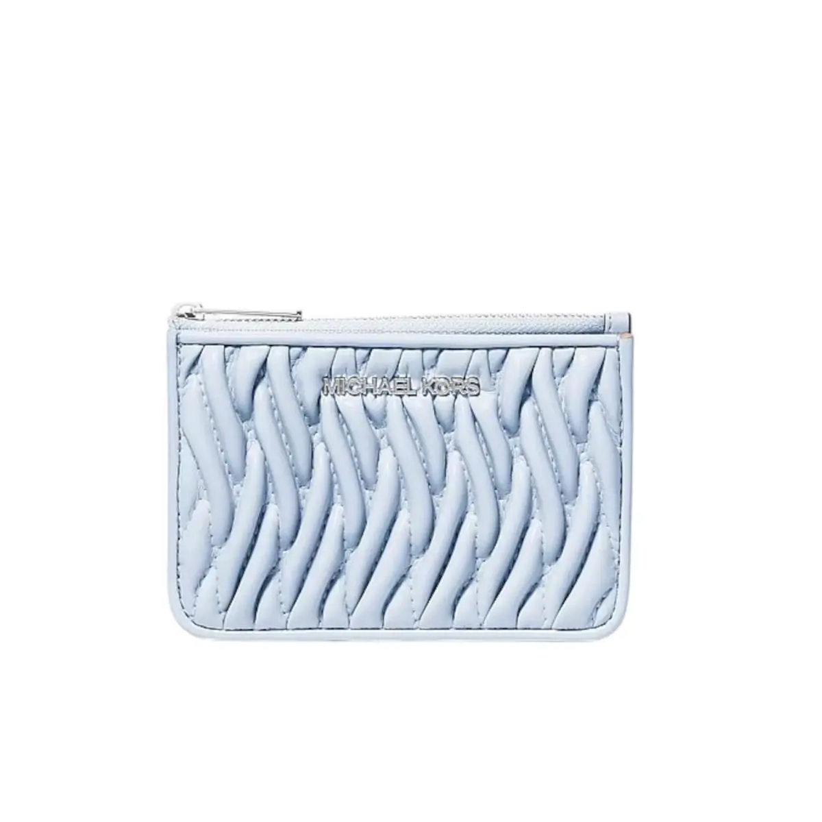 Michael Kors Jet Set Travel Small Matelassé Coin Pouch Wallet Pale Ocean