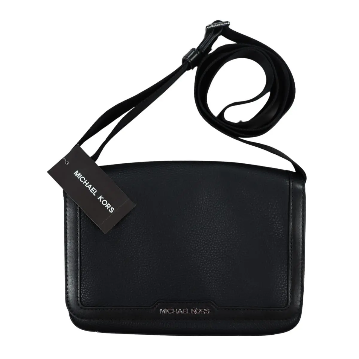 Michael Kors Leather Magnetic Flap Men`s Unisex Shoulder Bag Black