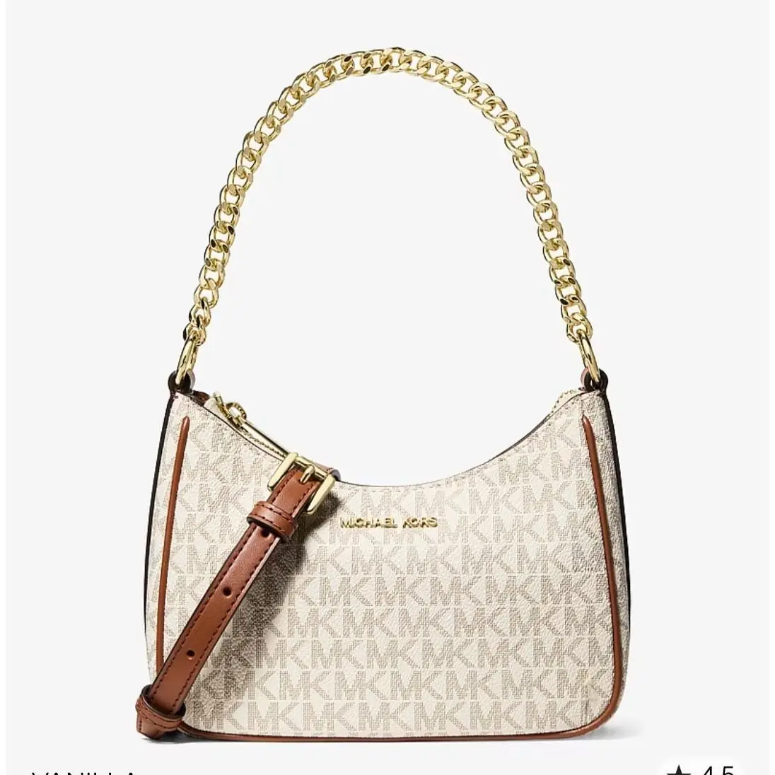 Michael Kors Jet Set Signature Logo Convertible Crossbody Bag in Vanilla