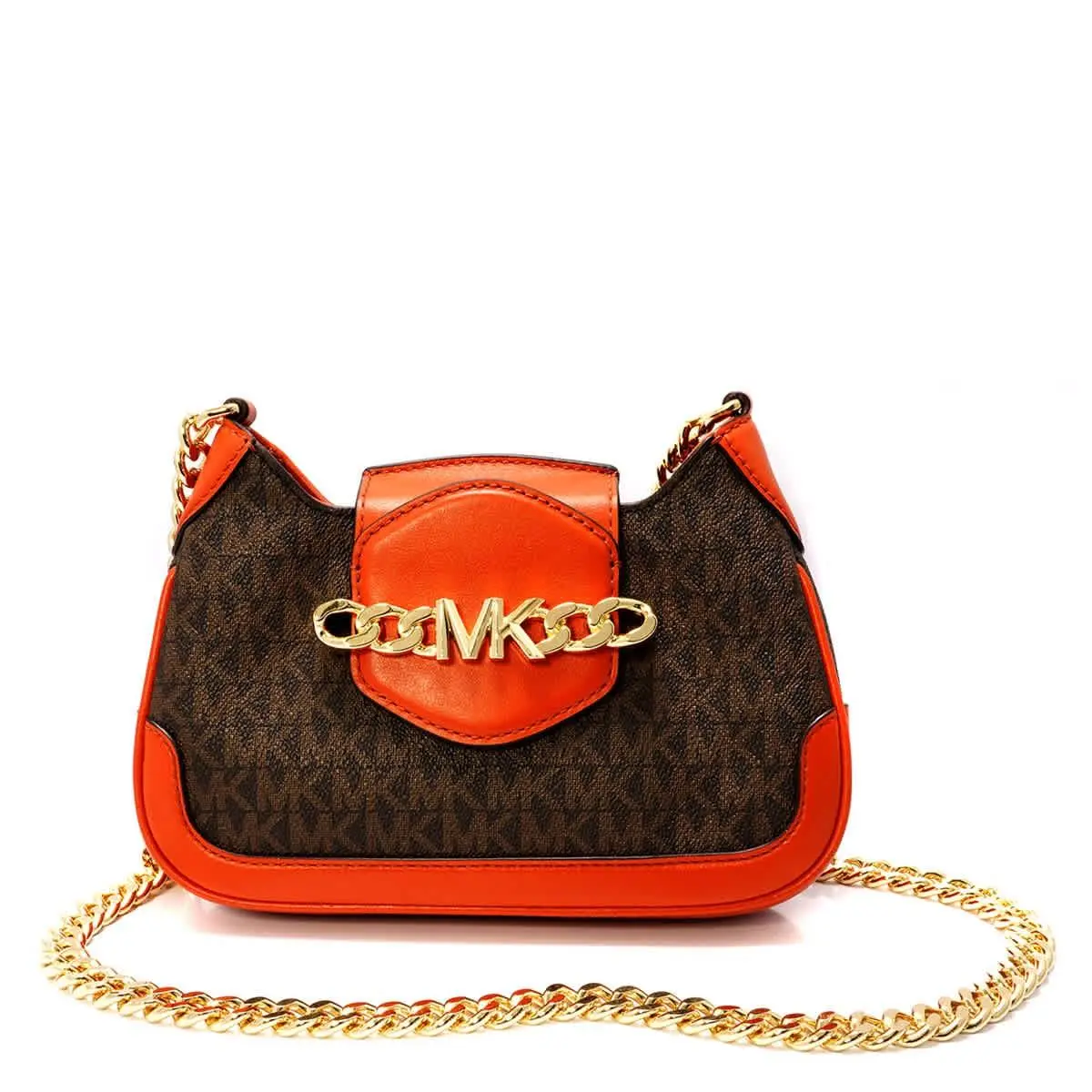 Michael Kors Orange Ladies Hally Extra Small Presbyopia Leather Crossbody Bag