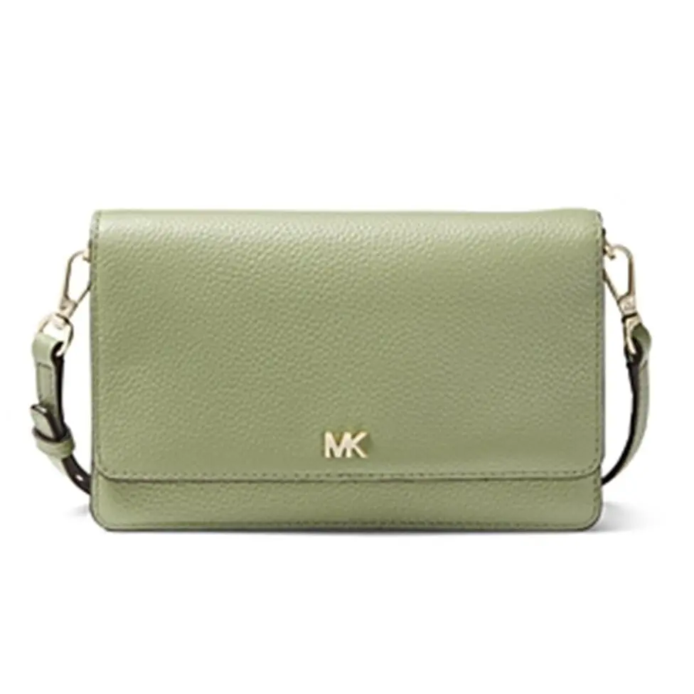 Kors Mini Leather Crossbody Bag Light Sage Silver