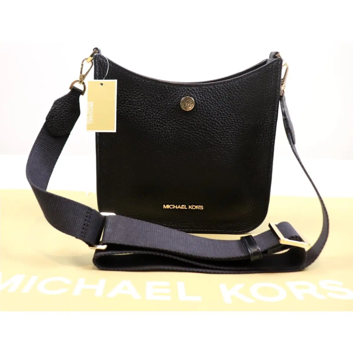 Michael Kors Crossbody Bag Black Pebbled Calf Leather Briley