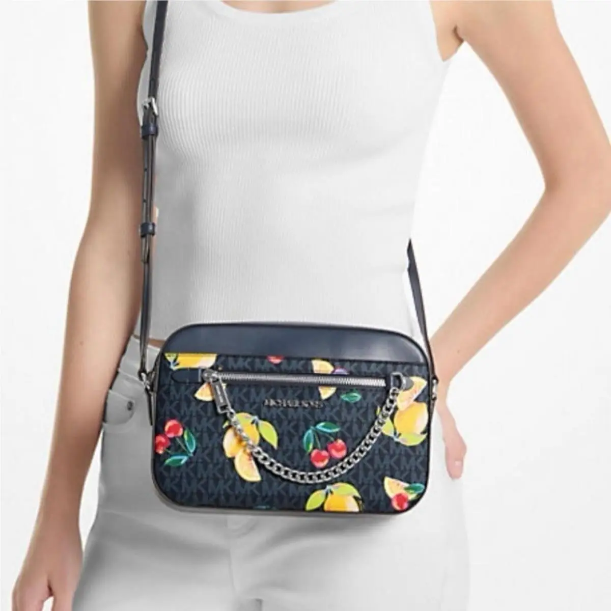 Michael Kors Fruit Printed Blue Admiral Bag