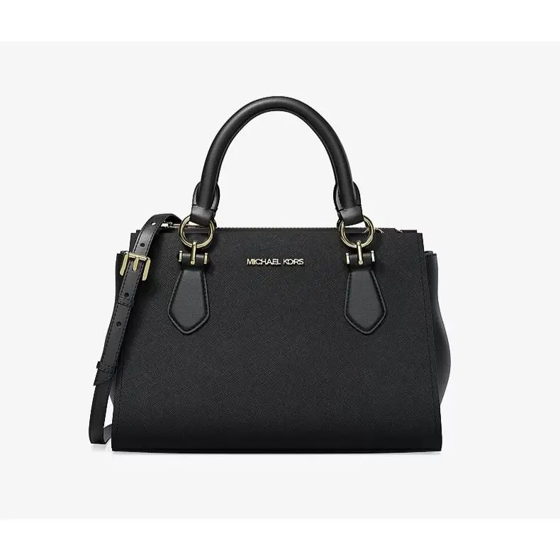Michael Kors Marilyn Small Leather Messenger Satchel Bag Black