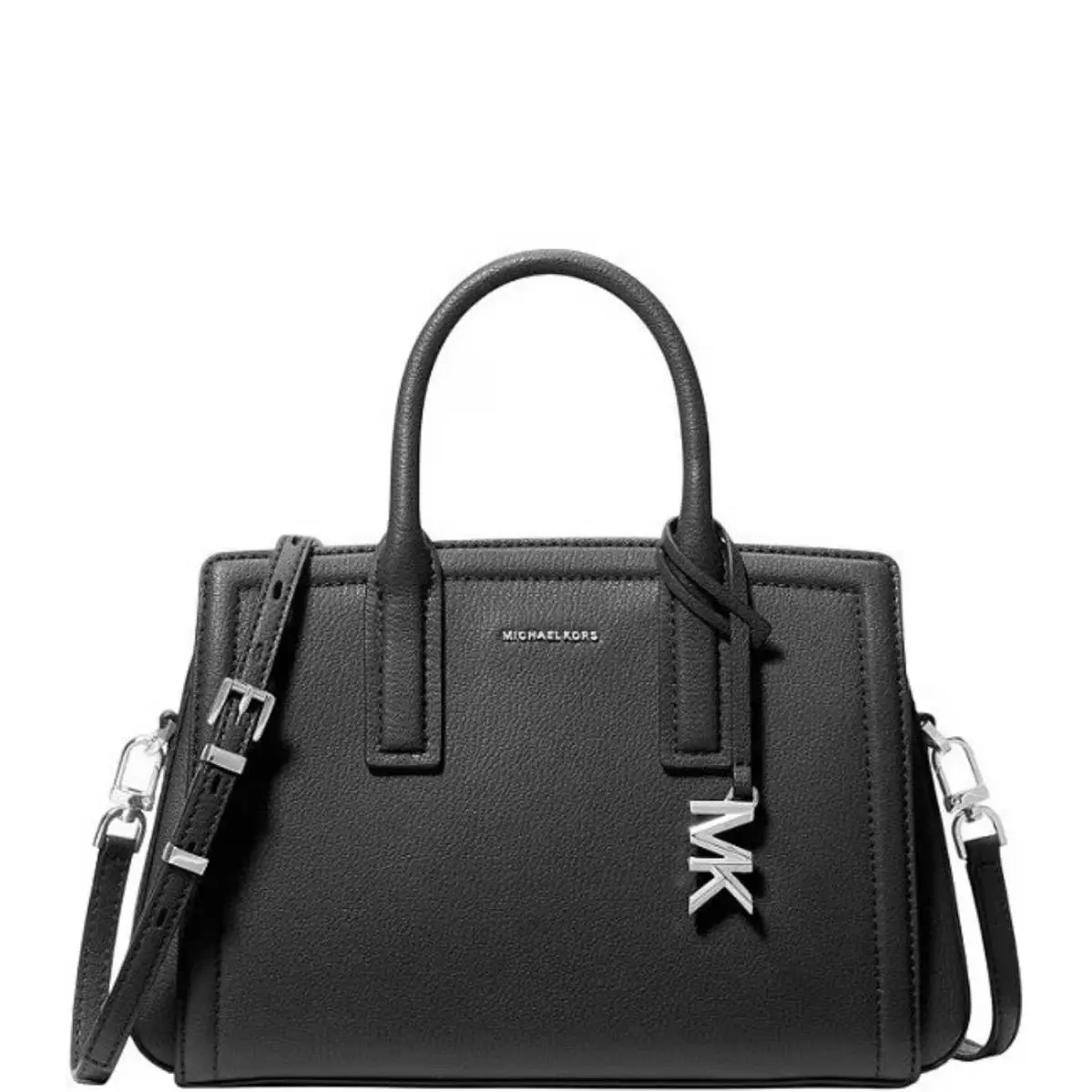 Michael Kors Laila Small Leather Satchel Crossbody Black/silver
