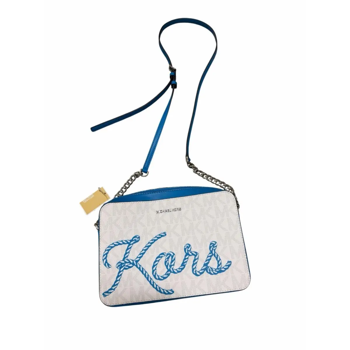 Michael Kors Jet Set Large EW Crossbody Womens Color White/blue