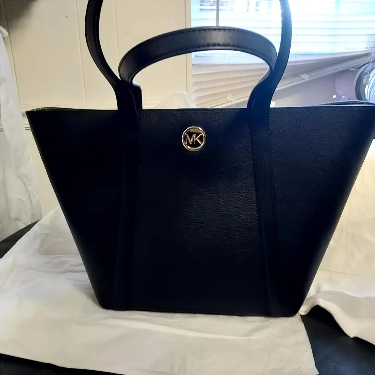 Hadleigh Large Double Handle Leather Tote Bag Black Leather by Michael Kors