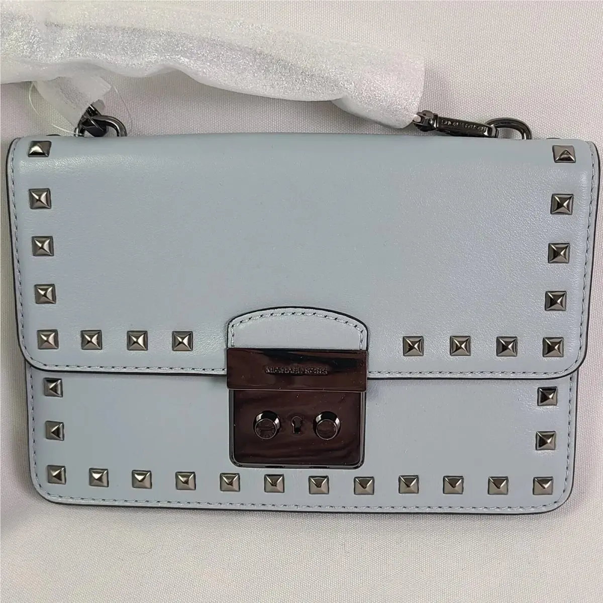 Michael Kors Crossbody Studded Bag Sloan Small Dusty Blue Gusset Leather