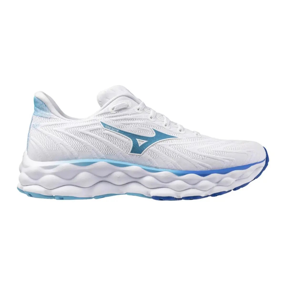 Mizuno Wave Sky 8 White / Mercury Blue / Mugen Blue J1GD240221 Women`s Size 7