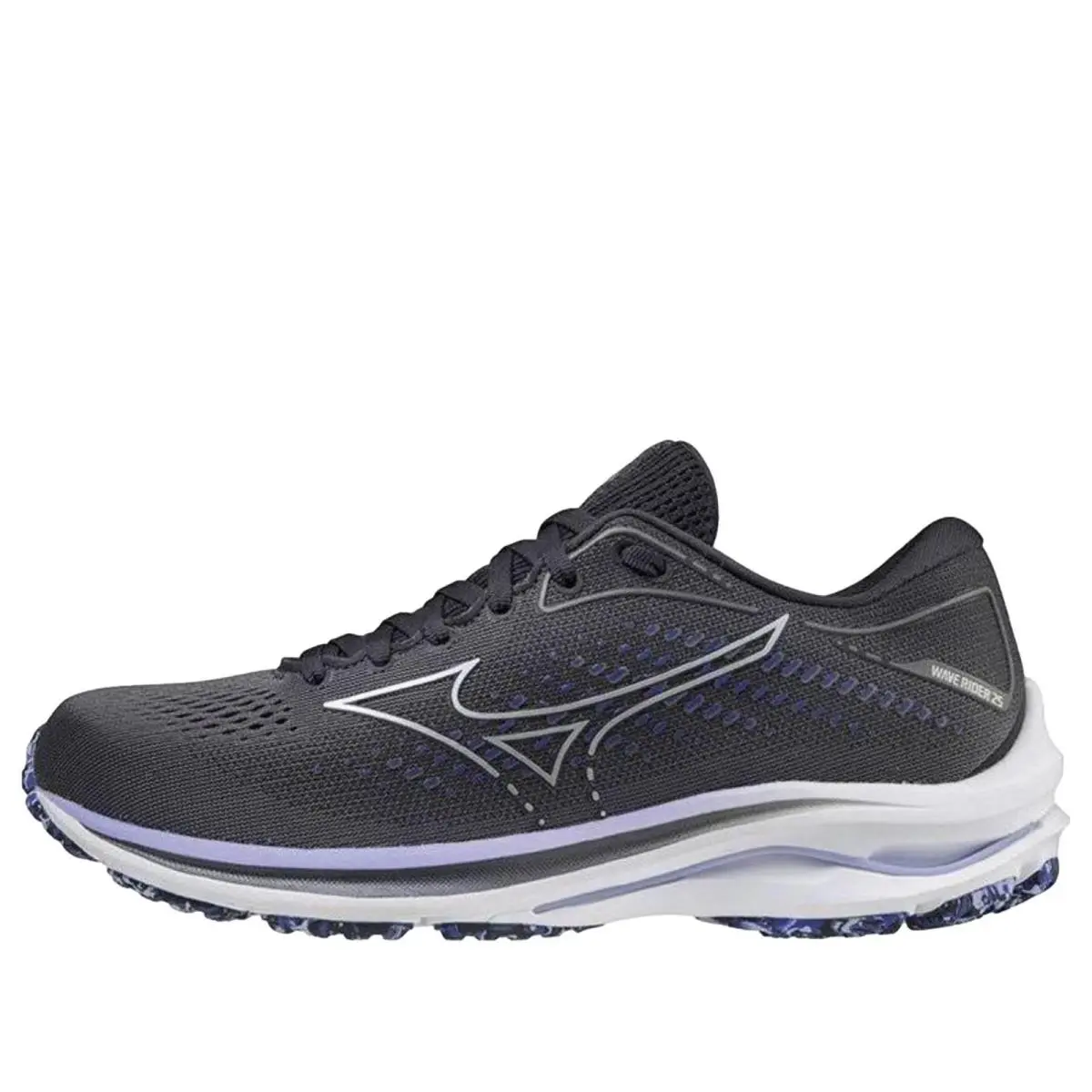 Mizuno Wave Rider 25 Black / White / Violet J1GD210693 Women`s Size 11 Wide