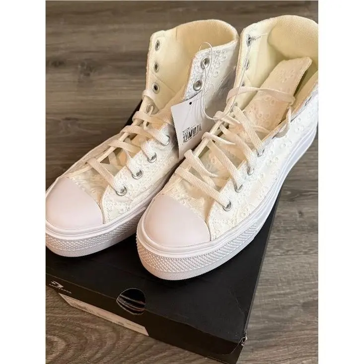 Converse Chuck Taylor All Star Day 1 Lift Platform Sneakers White Eyelet 9