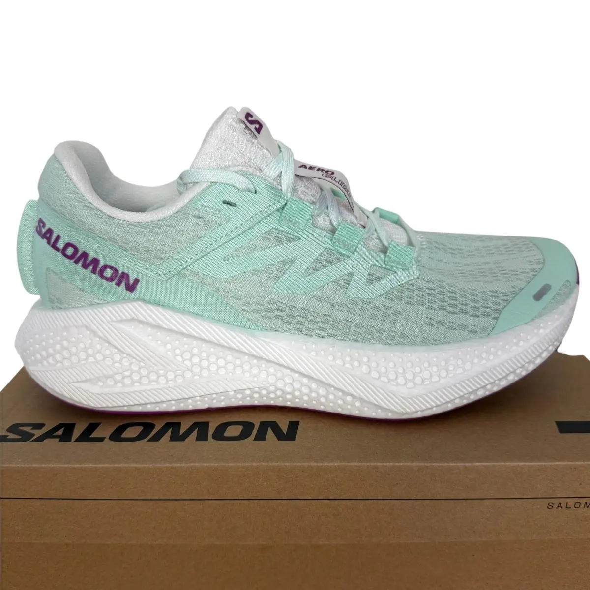 Salomon Aero Glide 3 W Womens Size 10 Running Shoes Bay White Willowherb 477595