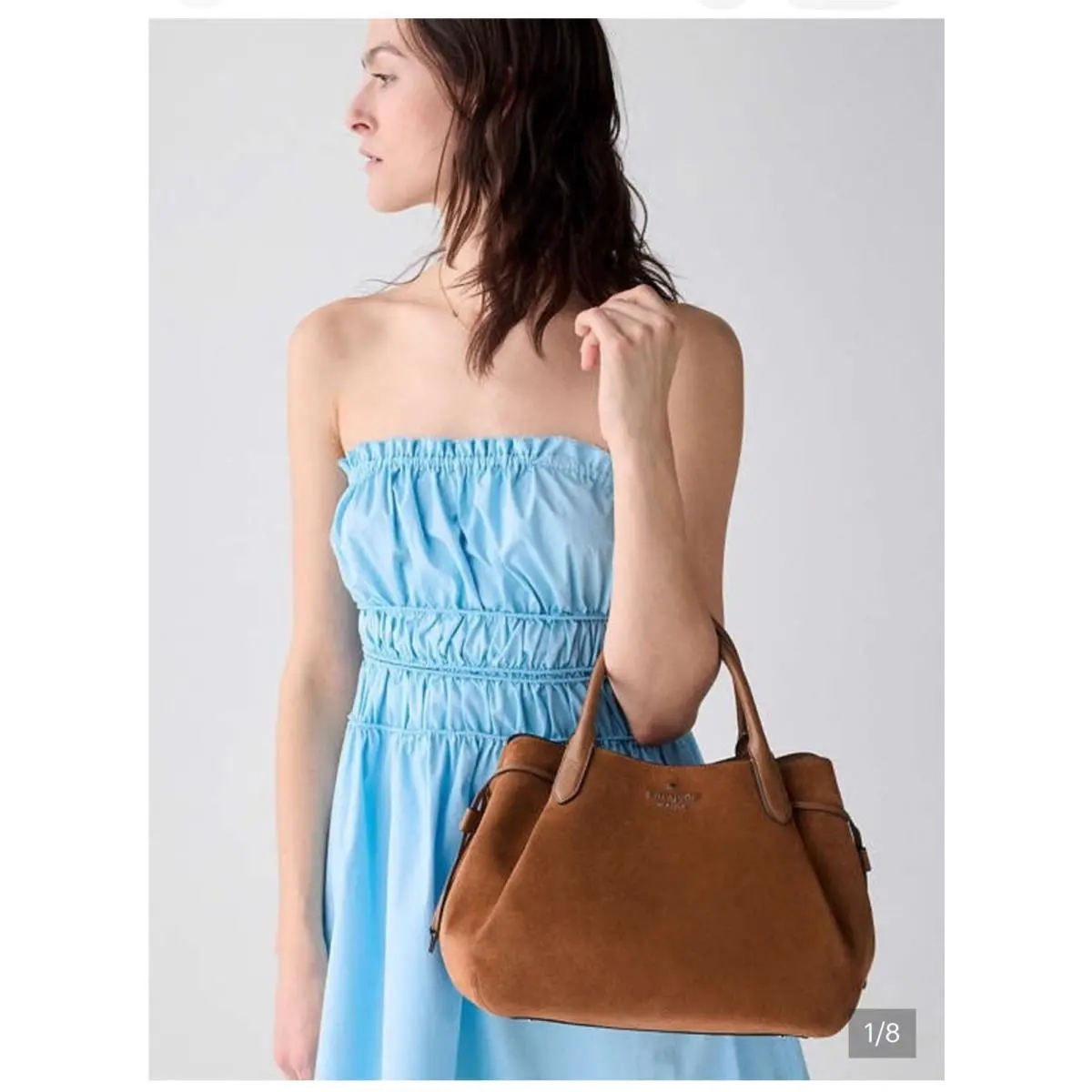 Kate Spade Dumpling Small Satchel Shoulder Bag Warm Ginger Suede km141