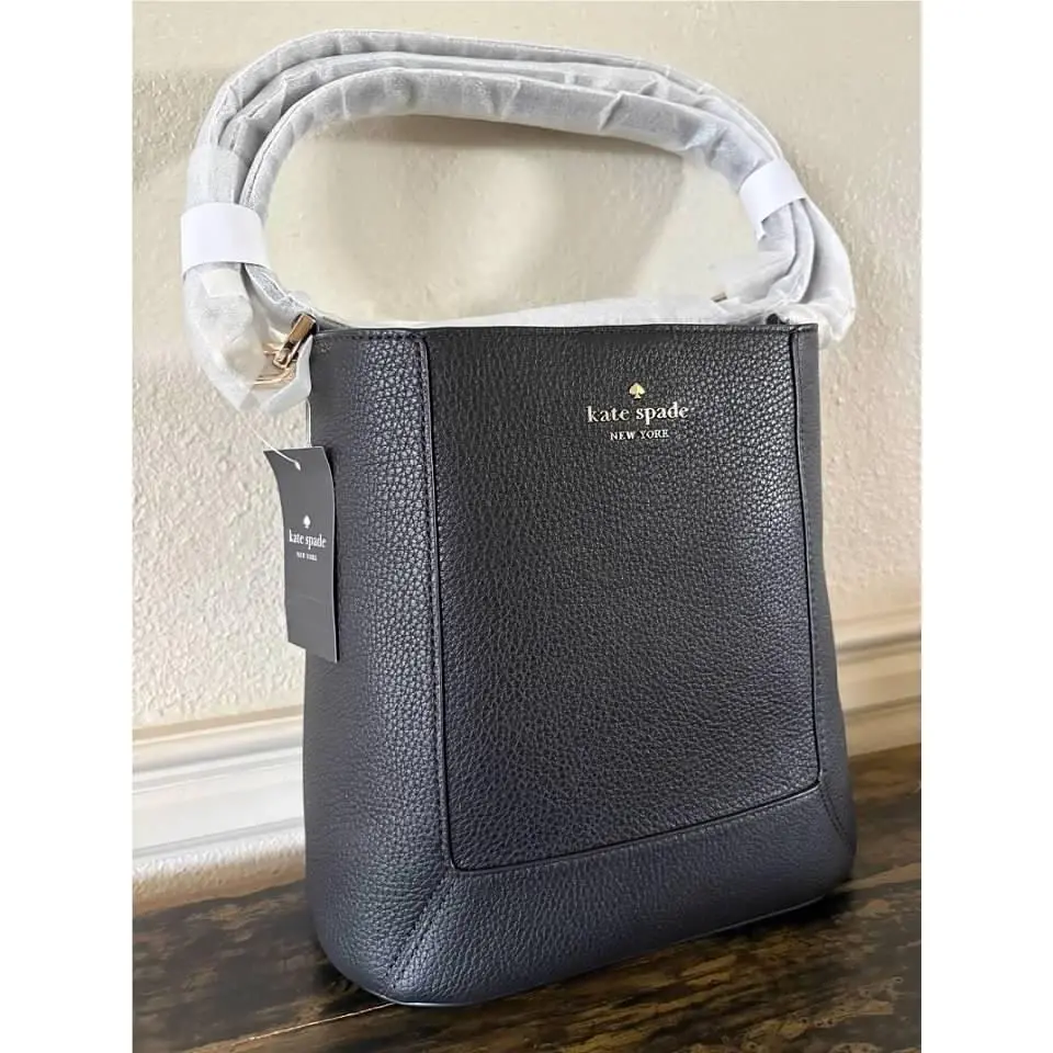 Kate Spade NY Leather Lena Bucket Shoulder Bag Black-nwt