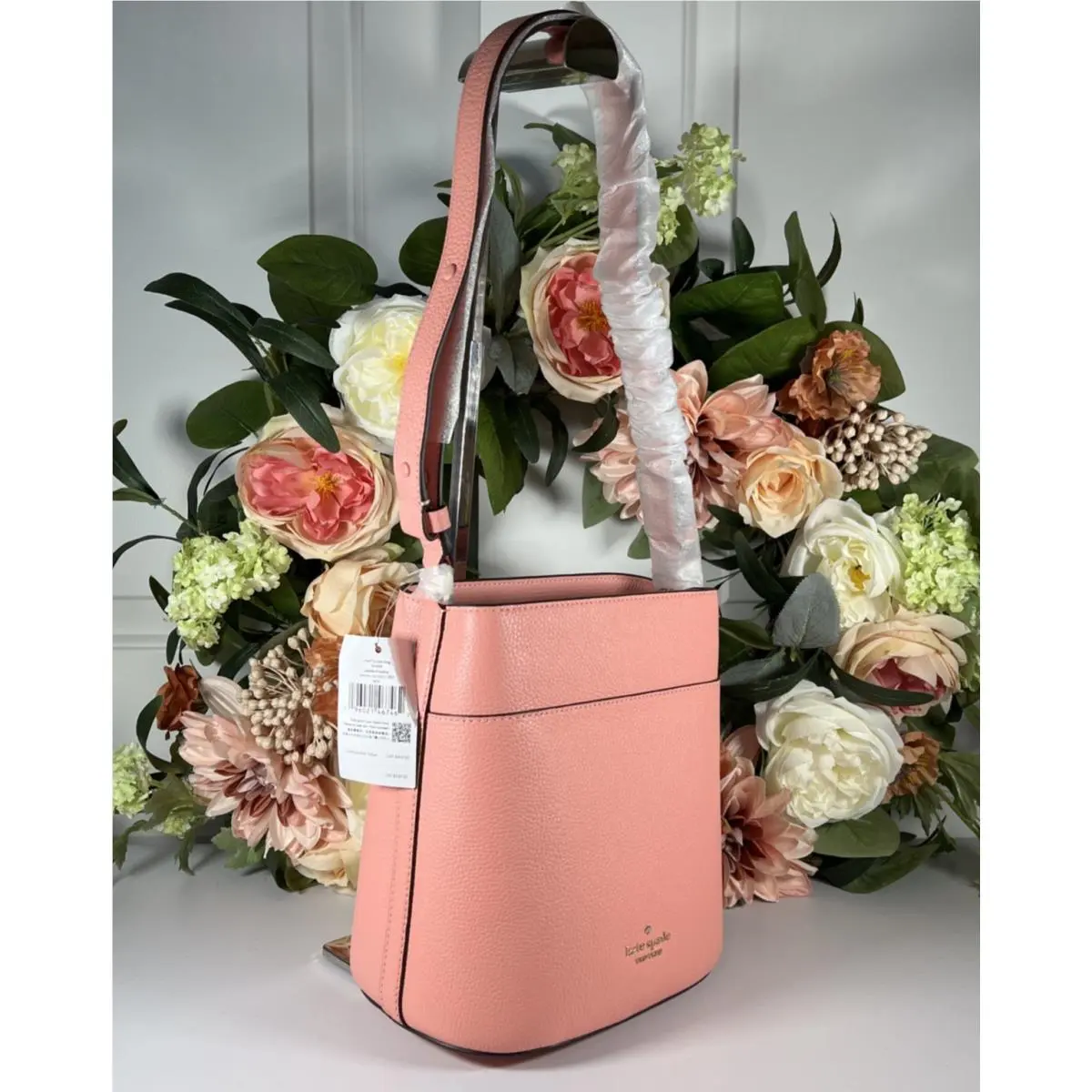 Kate Spade Pebble Leather Leila Small Bucket Bag - Peachy Rose
