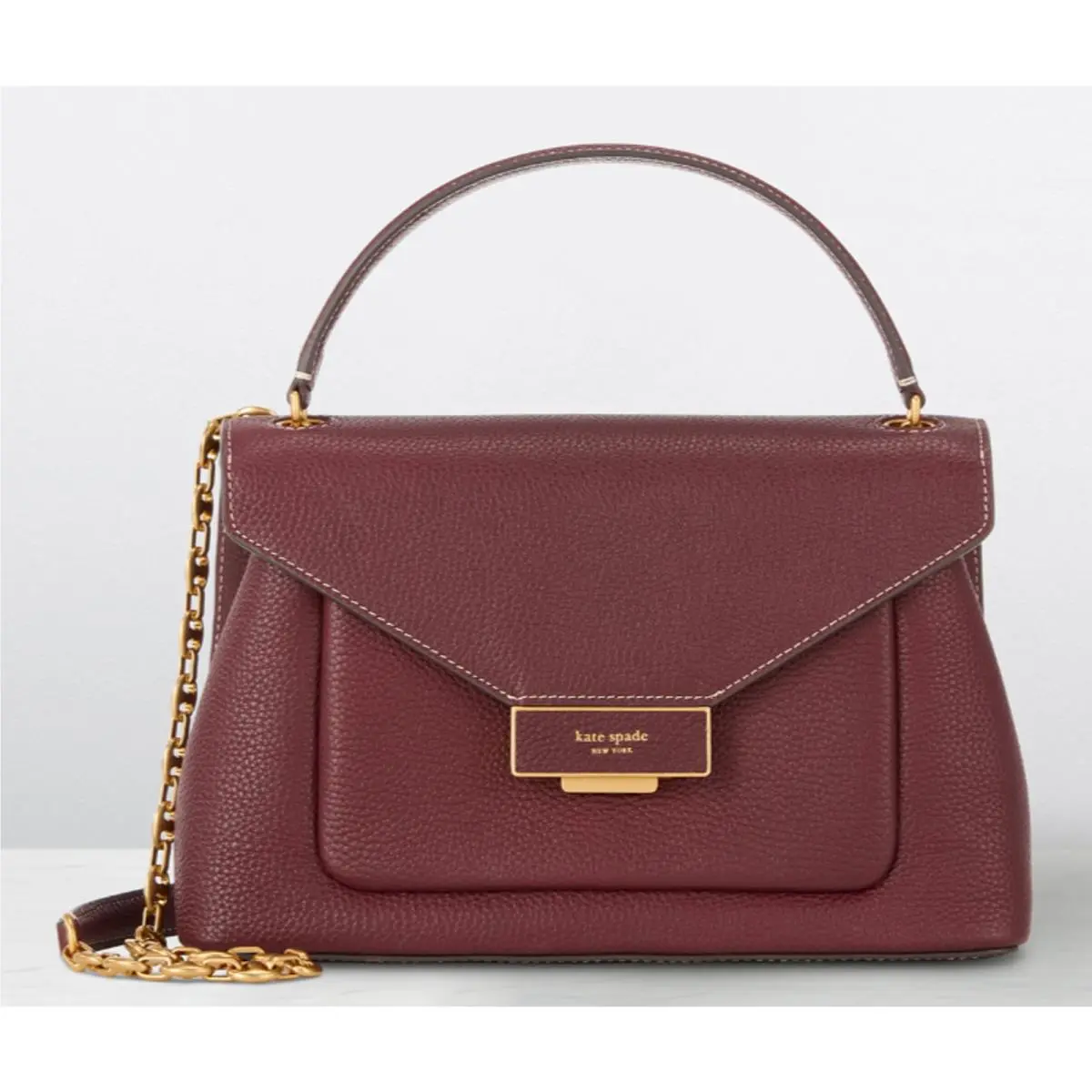 Kate Spade Gramercy Convertible Medium Red Cordovan Pebbled Leather Bag