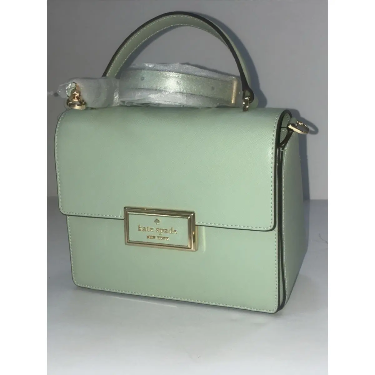 Kate Spade New York Satchel Top Handle Crossbody Leather Bag Green Pistachio