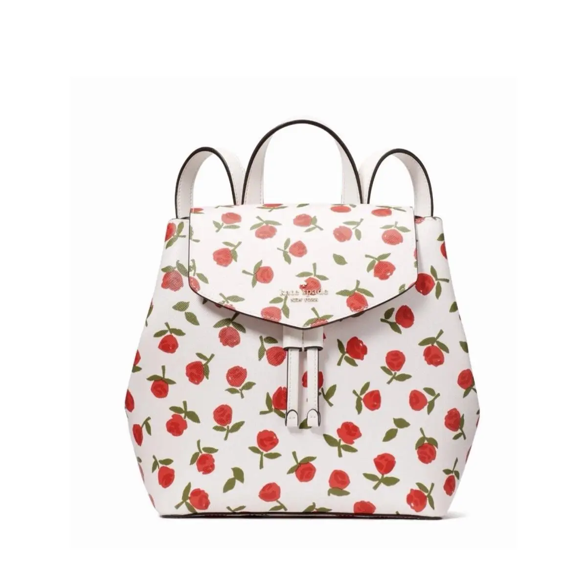 Kate Spade Lizzie Medium Festive Rosette Saffiano Leather Flap Backpack Bag