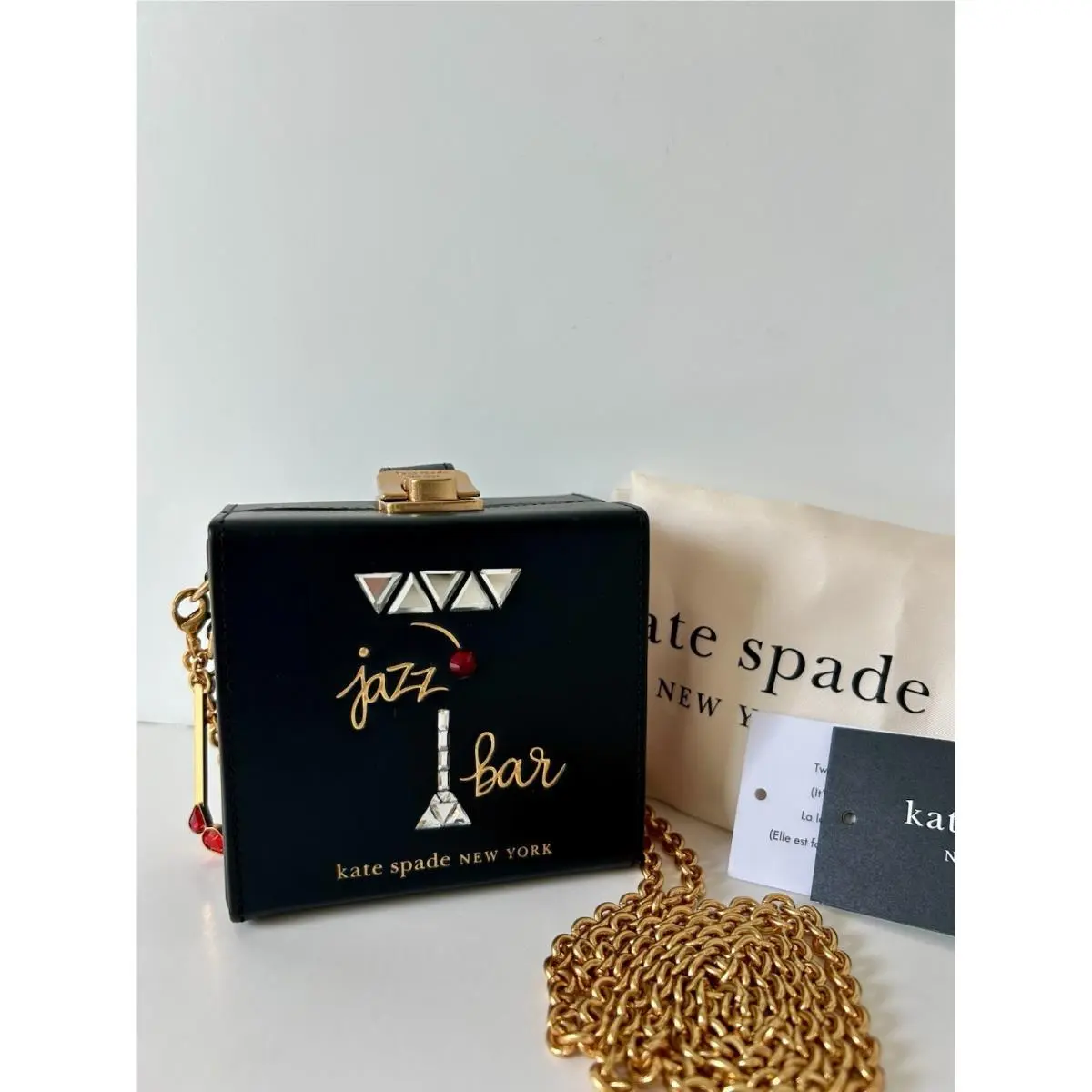 Kate Spade Perfect Match Jazz Bar Black Leather Micro Crossbody Evening Bag