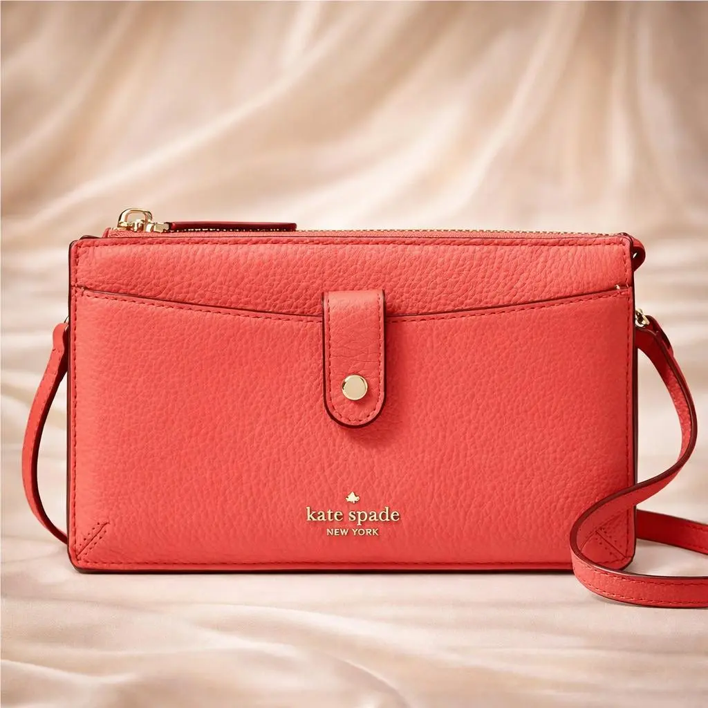 Kate Spade New York Jackson Small Tab Crossbody Pebbled Leather Stoplight