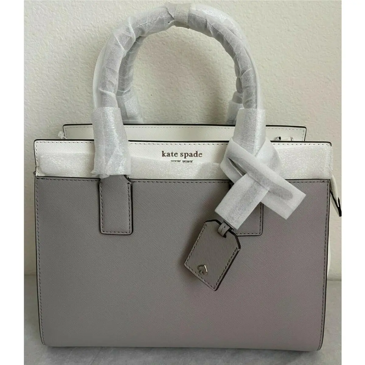 Kate Spade Cameron Medium Satchel Leather Bag White/taupe Pack