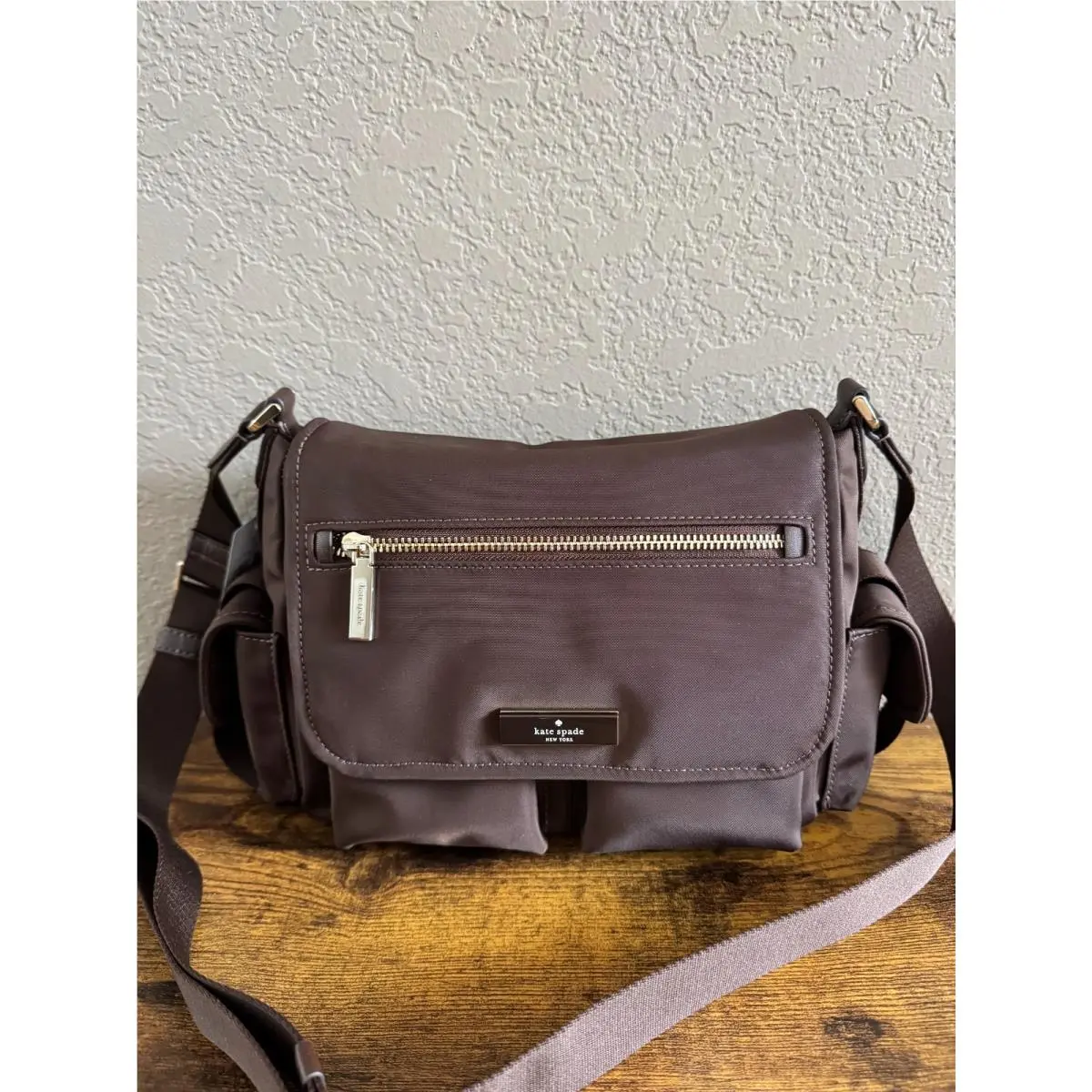 Kate Spade Carter Cargo Messenger Bag Many Pockets in Hot Fudge Crossbody