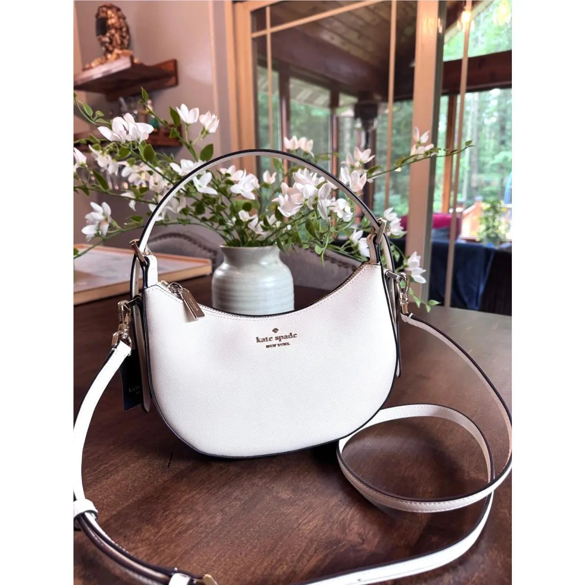 Kate Spade Nova Crescent Shoulder Bag KK949 Leather Crossbody Meringue