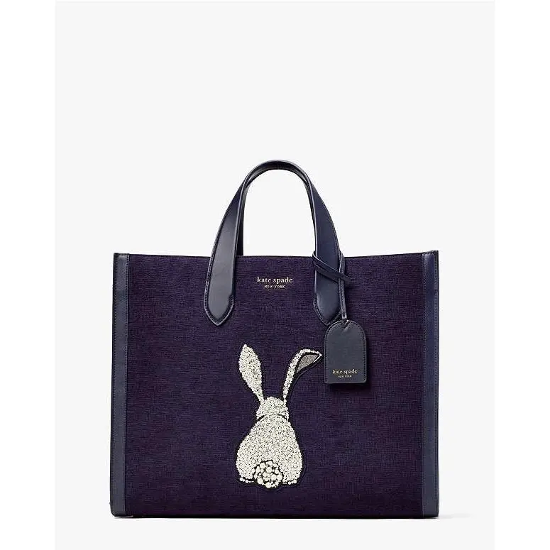 Kate Spade Womens Manhattan Bunny Large Tote Bag Navy Blue