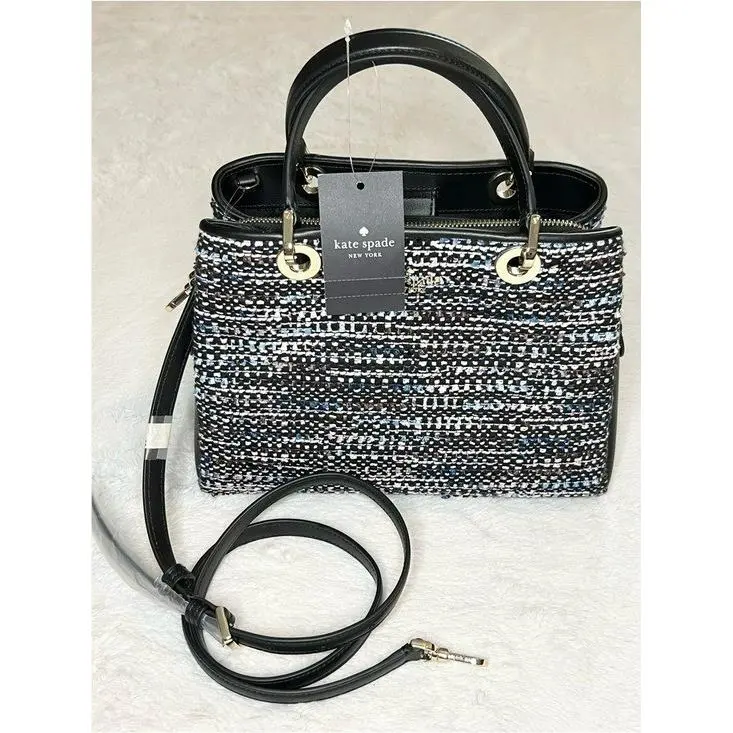 Kate Spade Carey Tweed Sullivan Satchel Bag Black Multicolor