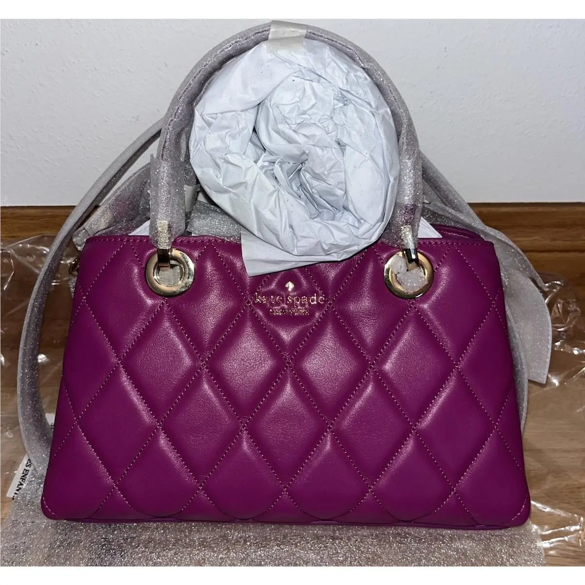 New Kate Spade Carey Small Quilted Sullivan Satchel Baja Rose Pink Leather Purse